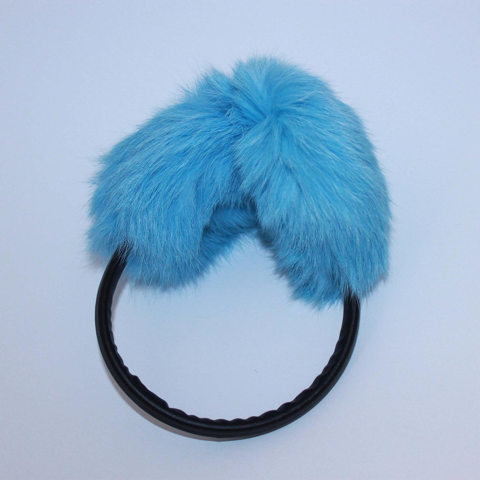 Меховые наушники SnowyWin Натуральный Мех Кролика Светло-голубой 010755, фото №5