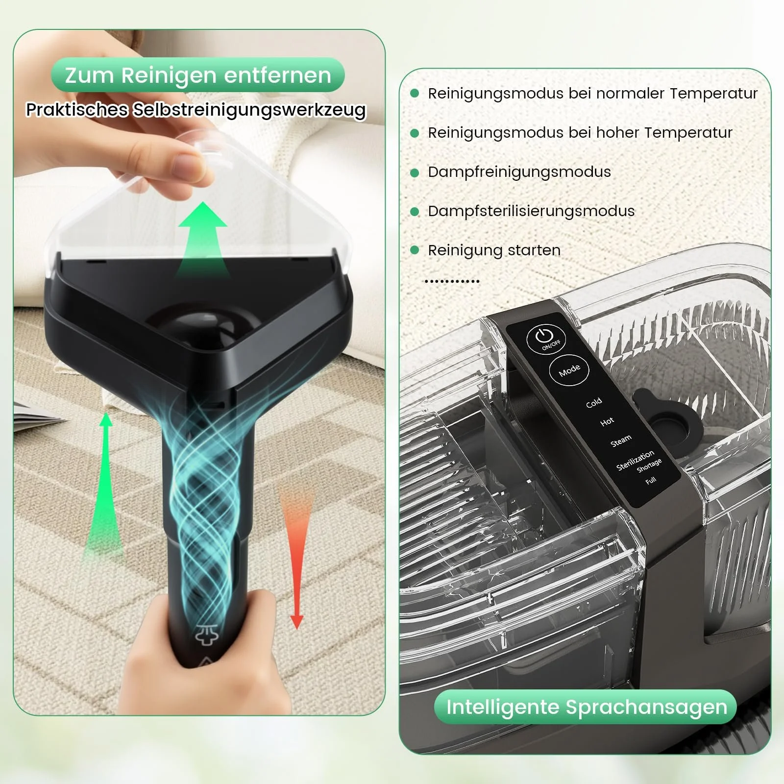 Миючий пилосос COSTWAY 1800 W для м'яких меблів та килимів з парою та стерилізацією, фото №4