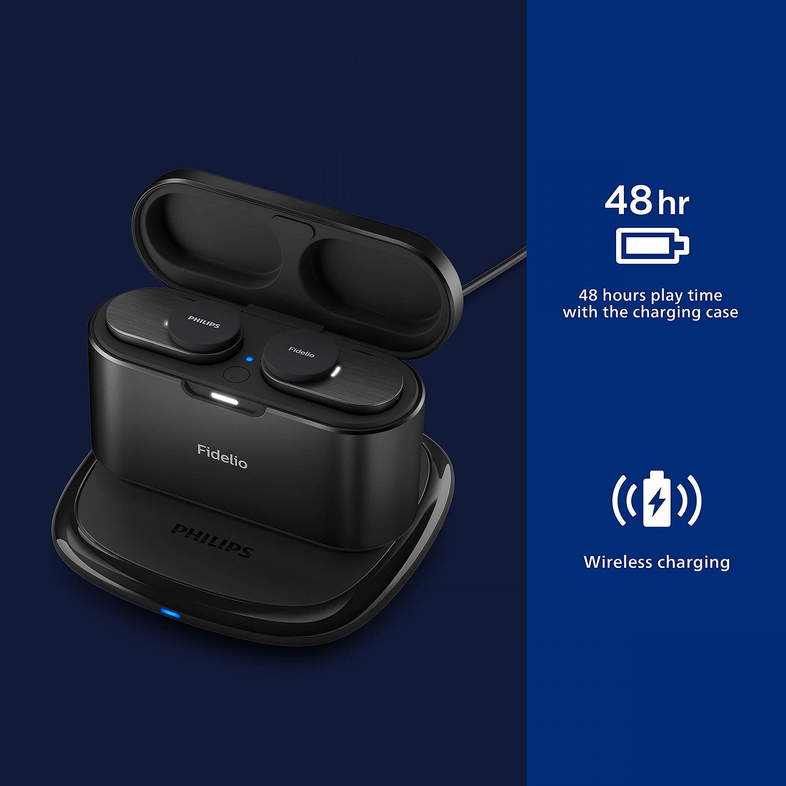 Навушники Philips Fidelio T1 True Wireless з активним шумозаглушенням Pro+, аудіофільська якість, чорні, фото №4
