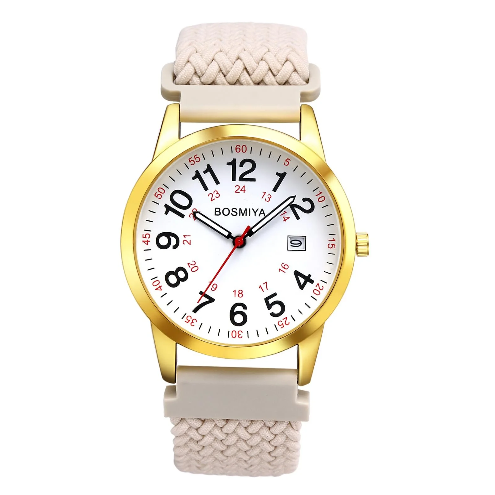 Часы плетеные JewelryWe женские/мужские эластичные календарь аналоговые кварцевые наручные часы тканевый ремешок большой циферблат с 12/24 часовым форматом, фото №1 Часы плетеные JewelryWe женские/мужские эластичные календарь аналоговые кварцевые наручные часы тканевый ремешок большой циферблат с 12/24 часовым форматом, фото №1