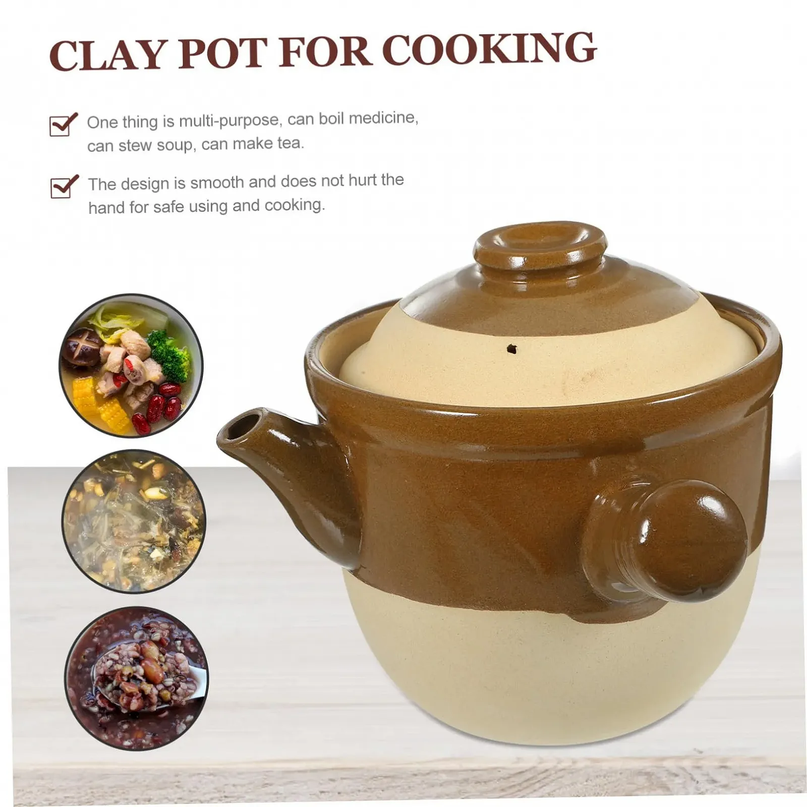 Кастрюля для заваривания китайской медицины Керамическая Жаропрочная С крышкой Бесшовная, фото №4