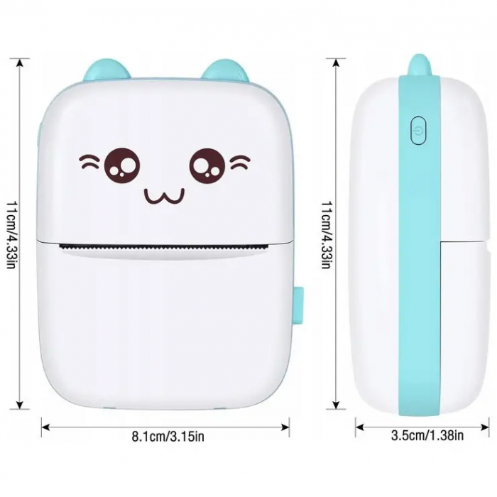 Портативный детский термопринтер Mini Printer мини принтер с рулоном термобумаги в комплекте работает от телефона, фото №9