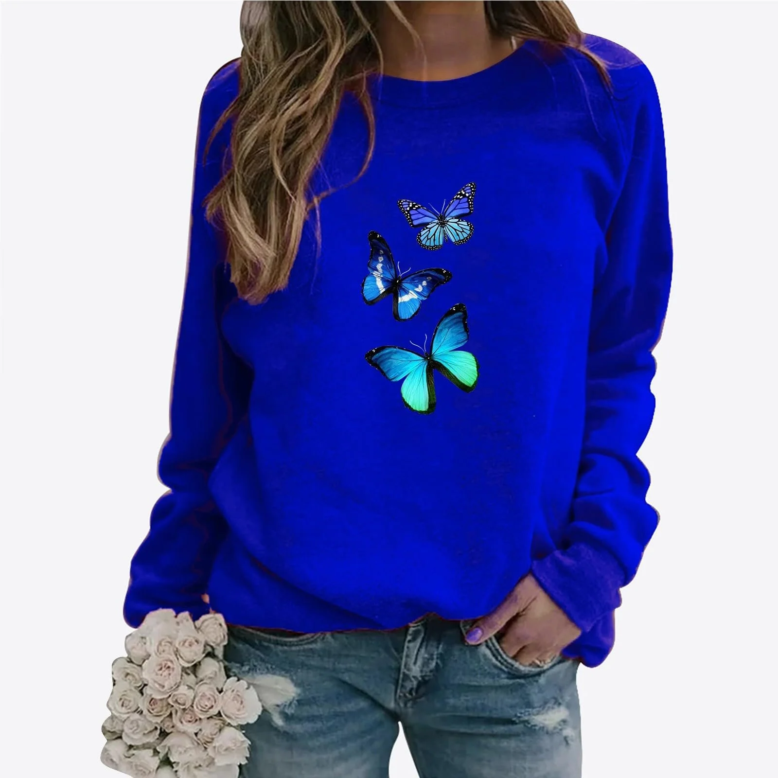 Женская Толстовка Generisch Винтажный Принт с Монограммой Круглый Вырез Свободный Крой Большой Размер 52, фото №3