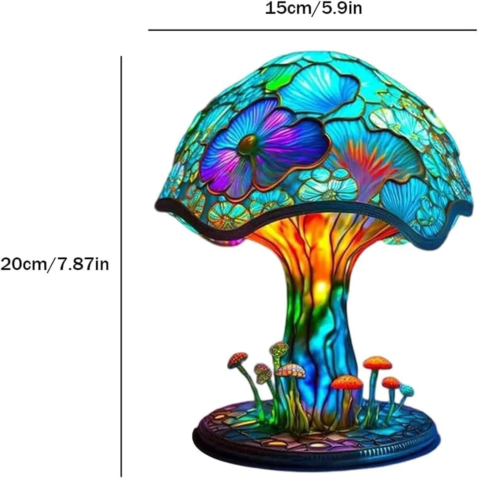 Настільна лампа Vintage Серія рослин із полірезину Гриб 20 см ретро багатоколірна, фото №4