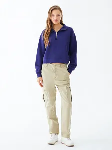 Свитшот LTB Jeans Nopele, короткий, приталенный, хлопок, на молнии, голубой, размер S synthetic.ua - Фото 1