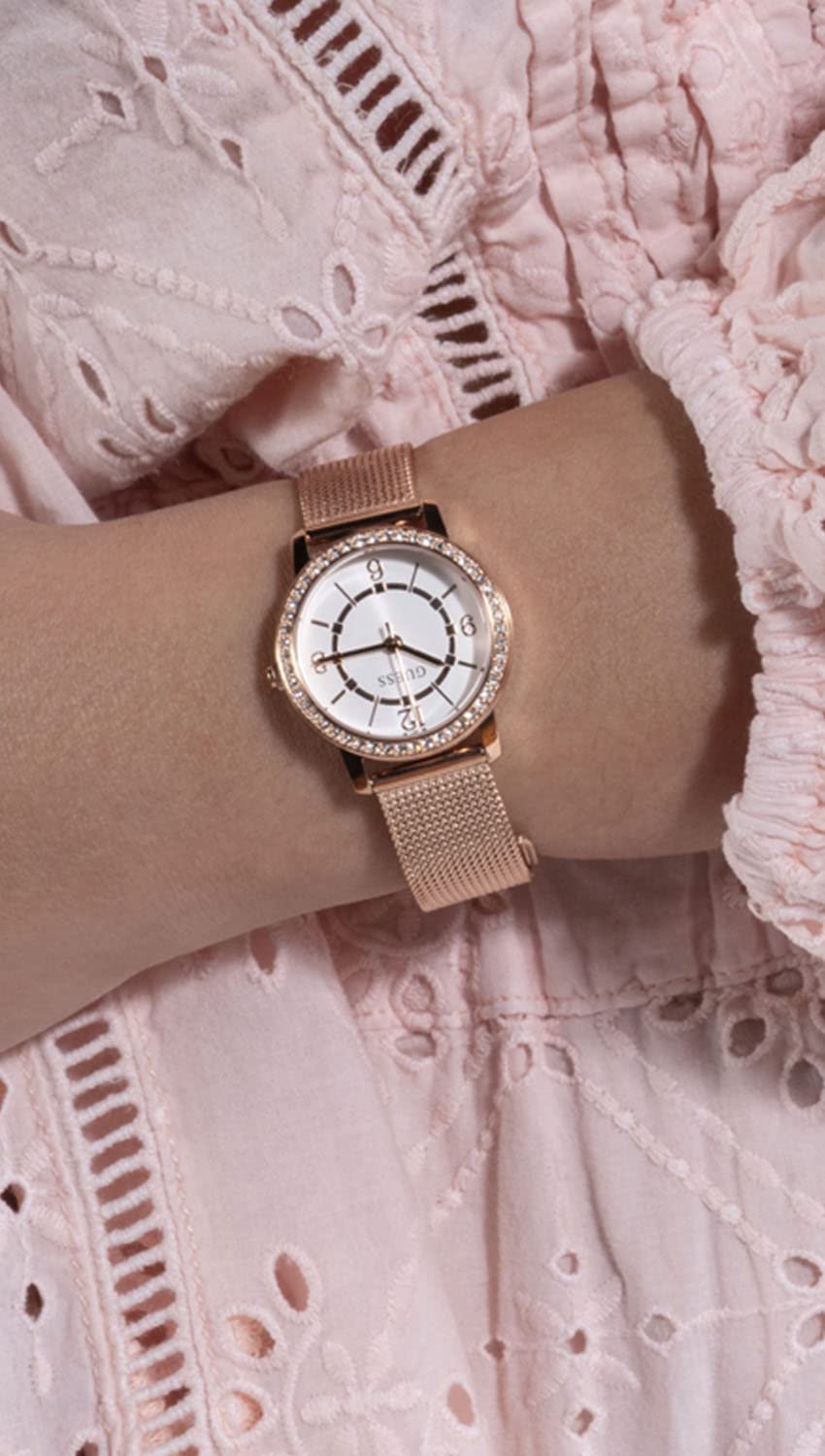 Женские часы Guess 28 мм золотистый белый циферблат золотистый корпус, фото №2