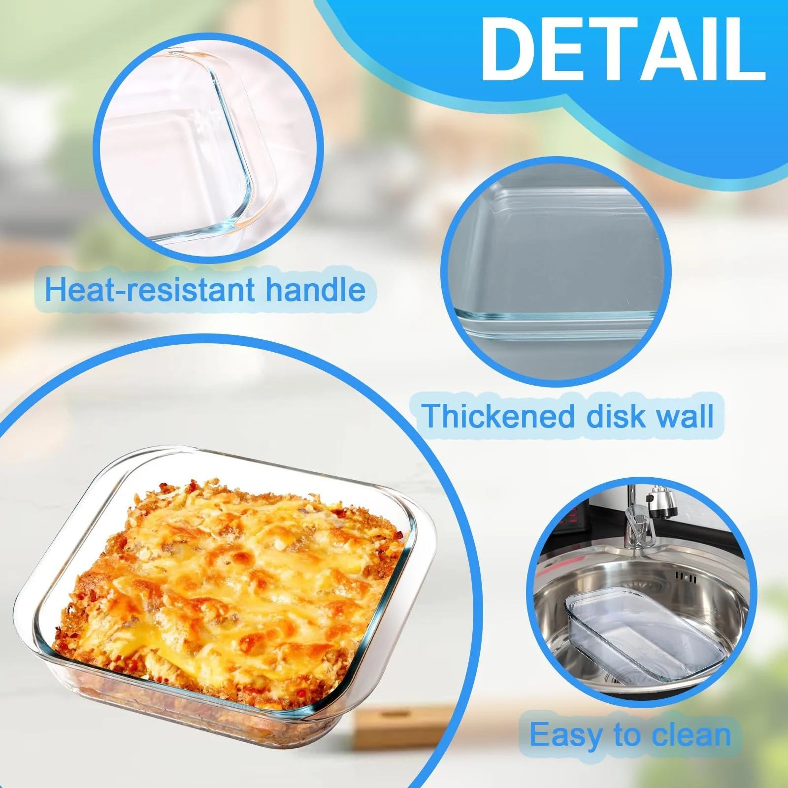 Форма для запекания WPPQWP Стеклянная Прозрачная 15 x 13 x 4 см 1.1 л, фото №3 Форма для запекания WPPQWP Стеклянная Прозрачная 15 x 13 x 4 см 1.1 л, фото №3