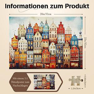 Класичний пазл MISITU Coloured House 1000 деталей для дорослих та дітей від 14 років synthetic.ua - Фото 1