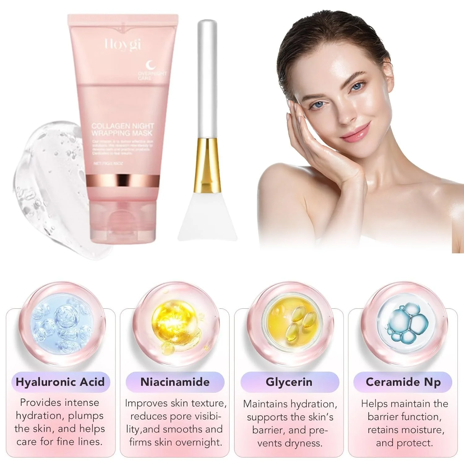 Маска Колагенова, Набір з 2 штук, Органічна маска для обгортання, Маска-плівка для сяючої шкіри, фото №2