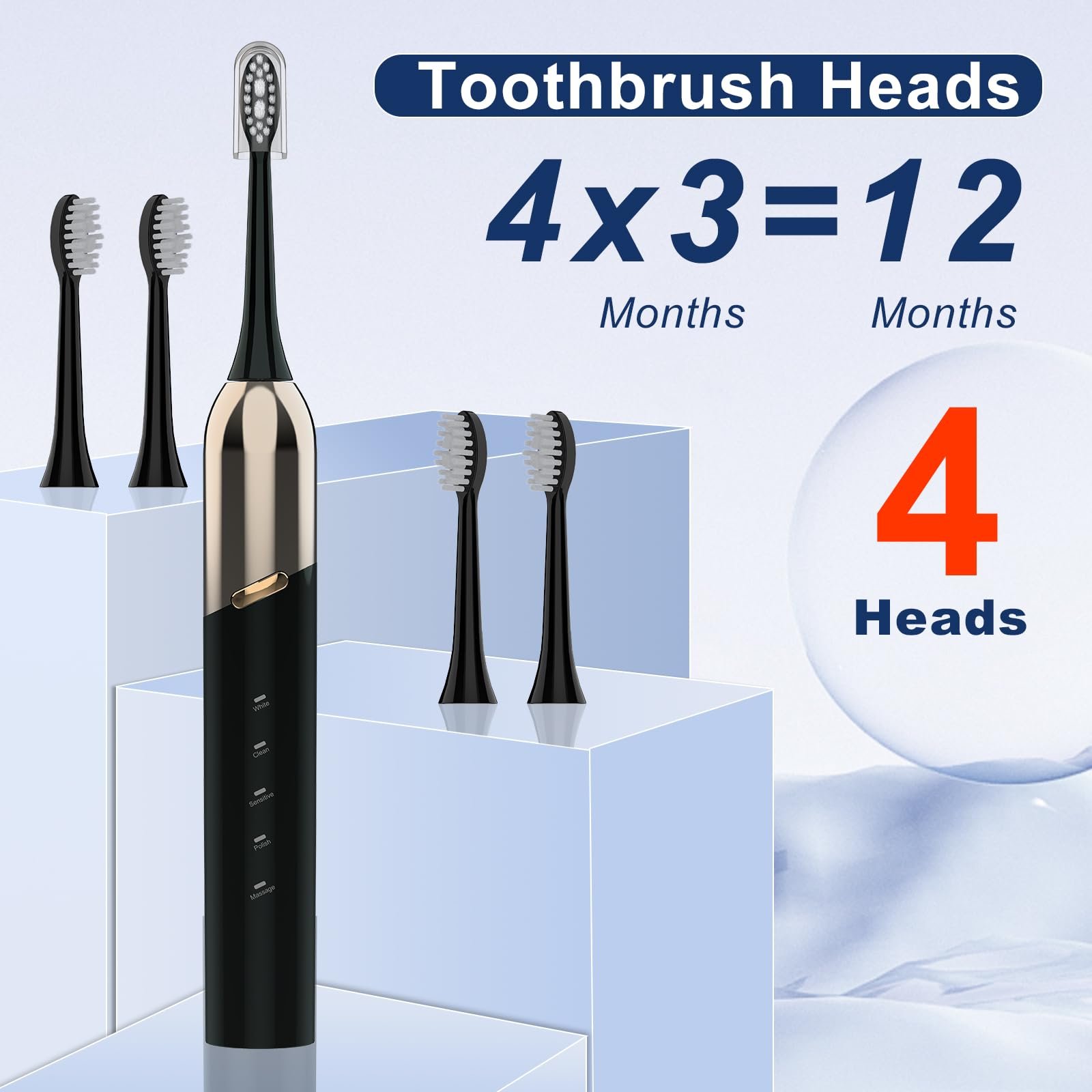 Електрична звукова зубна щітка OasiSmile 50000 VPM 5 режимів IPX7, фото №6