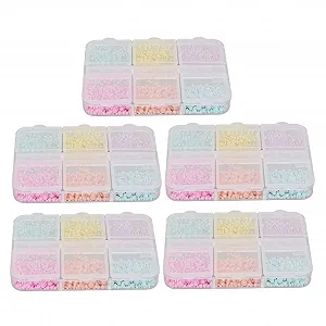 Украшение для ногтей (5 коробок) Разноцветные маленькие круглые пластиковые бусины разных размеров 3D - Фото 1