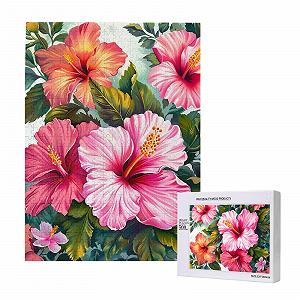 Пазл Wooden Puzzle Hibiscus Flowers Art 500 деталей 38 x 52 см с коробкой для хранения - Фото 1