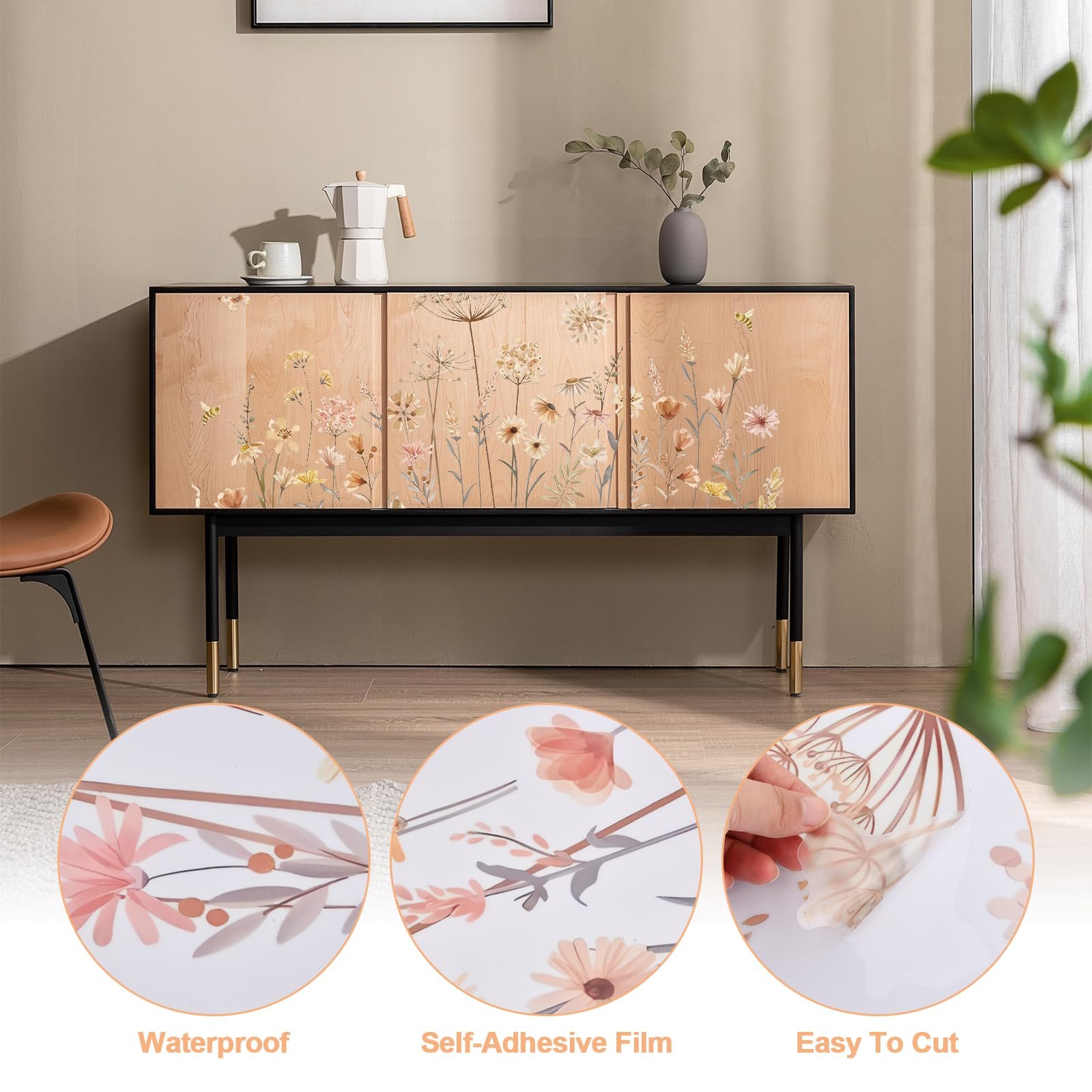 Наклейка на стіну Кульбаби Метелики Квіти Бохо, фото №3