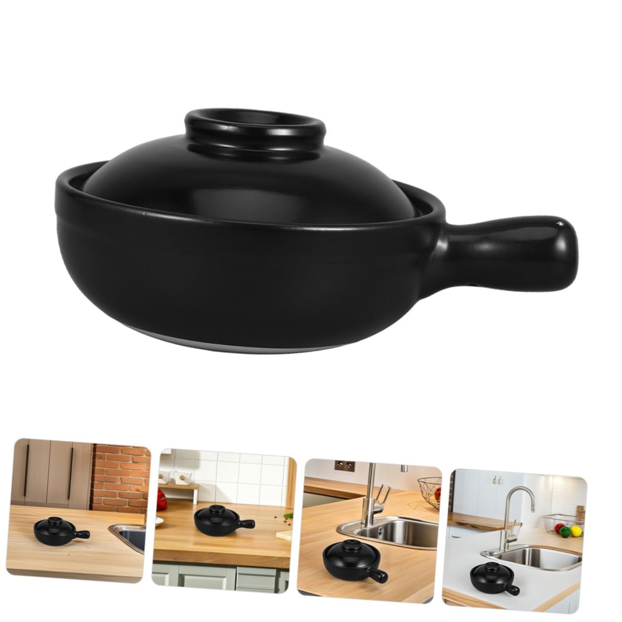 Глиняный горшок ERINGOGO Японский донабе С крышкой Терракотовый, фото №8