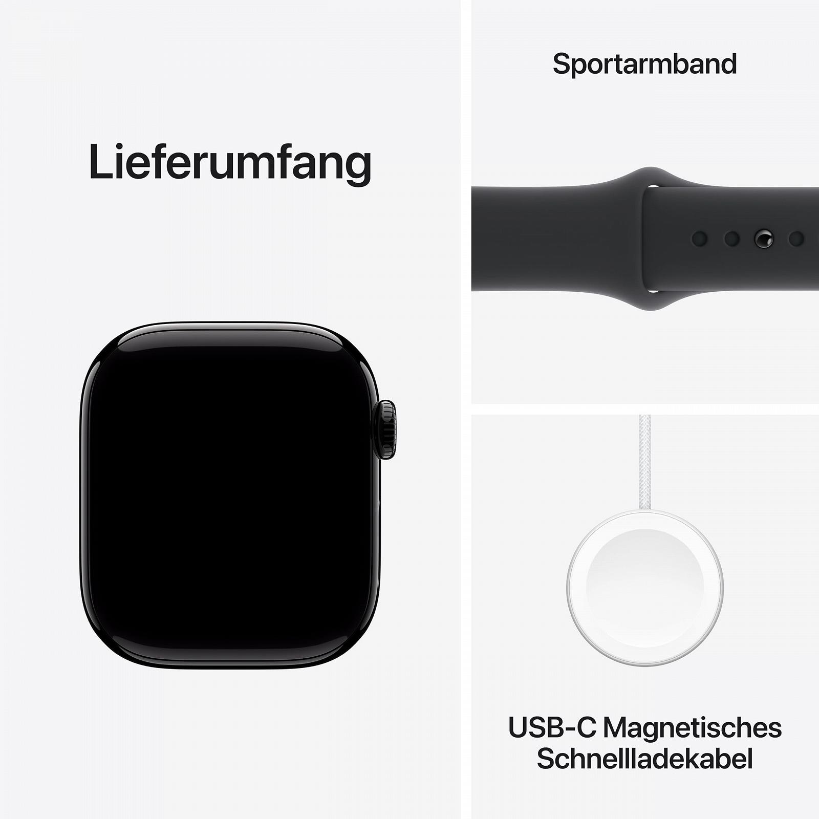 Смартгодинник Apple Series 10 (GPS 42 мм) з чорним алюмінієвим корпусом Diamond і чорним спортивним ремінцем (S/M). Фітнес-трекер, додаток ЕКГ, дисплей Always-On Retina, водозахист, фото №6