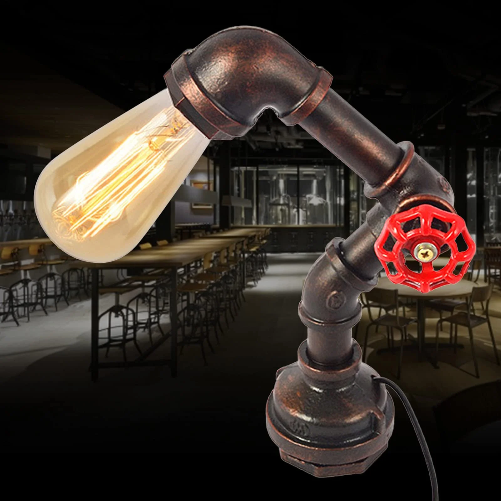 Настільна лампа Vintage Retro Industrial Steampunk E27 Залізна антикварна база, фото №3