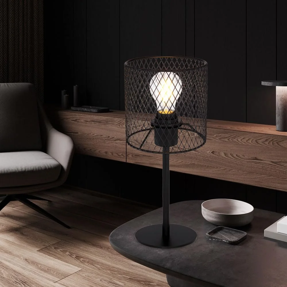 Настольная лампа Globo металлическая сетка 7 Вт 806 лм теплый белый 35 см Черная, фото №4
