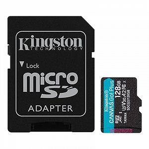 Карта пам'яті MicroSDXC 128GB UHS-I/U3 Class 10 Kingston Canvas Go!Plus R170/W90MB/s + SD-адаптер SDCG3/128GB