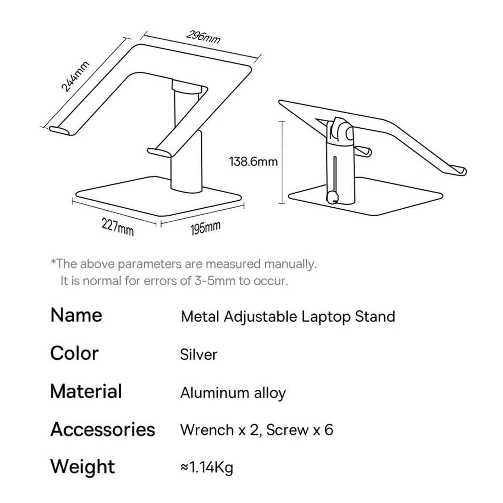 Подставка для ноутбука алюминиевая для устройств 11-17.3 дюймов, регулируемая по углу/высоте, фото №2