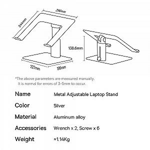 Подставка для ноутбука алюминиевая для устройств 11-17.3 дюймов, регулируемая по углу/высоте synthetic.ua - Фото 1