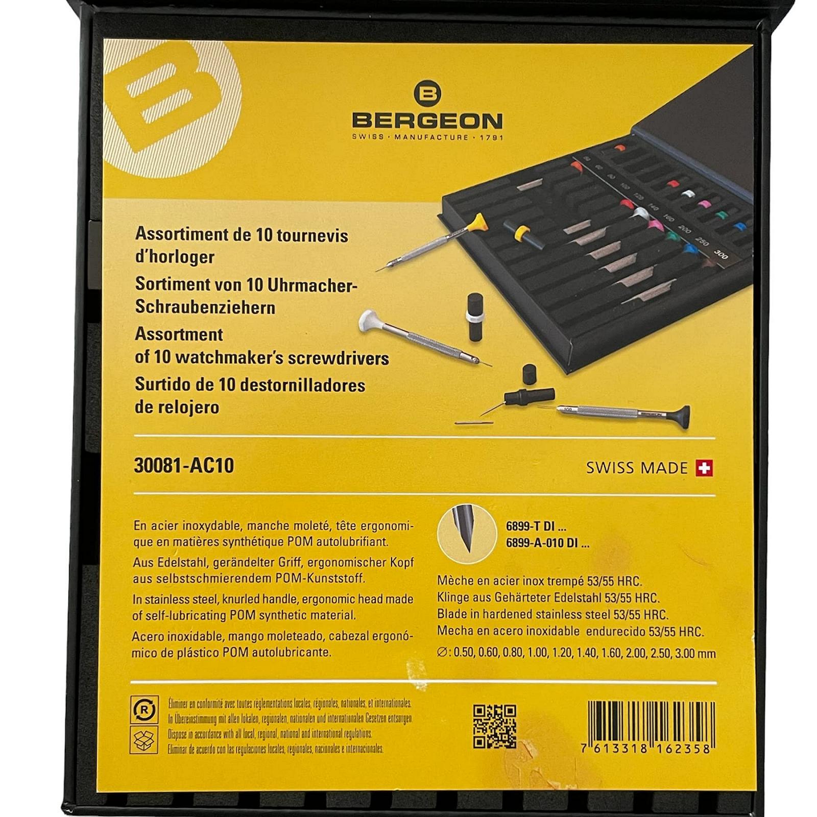 Набір BERGEON 30081-AC10 з 10 викруток з нержавіючої сталі для годинникаря в дерев'яній коробці, фото №3 Набір BERGEON 30081-AC10 з 10 викруток з нержавіючої сталі для годинникаря в дерев'яній коробці, фото №3