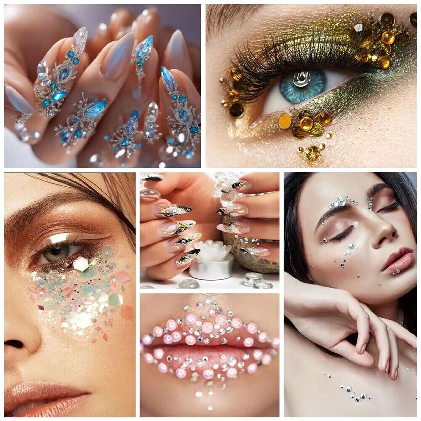 Стразы для ногтей Кристалл AB Камни для блесток для ногтей с плоским дном, сердце, звезда, блестки для ногтей, драгоценные камни, бриллианты для ногтей, лица, одежды, поделок, 4200 шт., фото №6