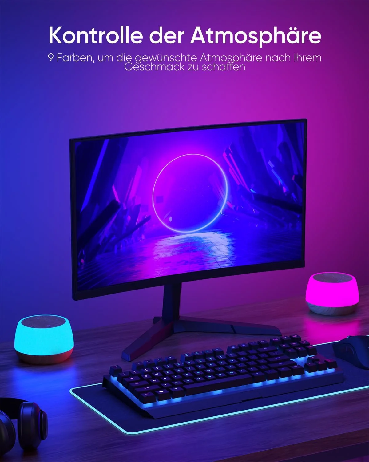 Настільна лампа LED сенсорна 9 кольорів 3 режими USB акумуляторна бездротова з таймером та пам'яттю, фото №6