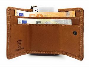 Кошелек Кожаный Компактный для Мужчин и Женщин Genuine Leather Маленький с RFID защитой, 2 отделения для купюр, карман для монет на молнии, коричневый, S, повседневный synthetic.ua - Фото 1