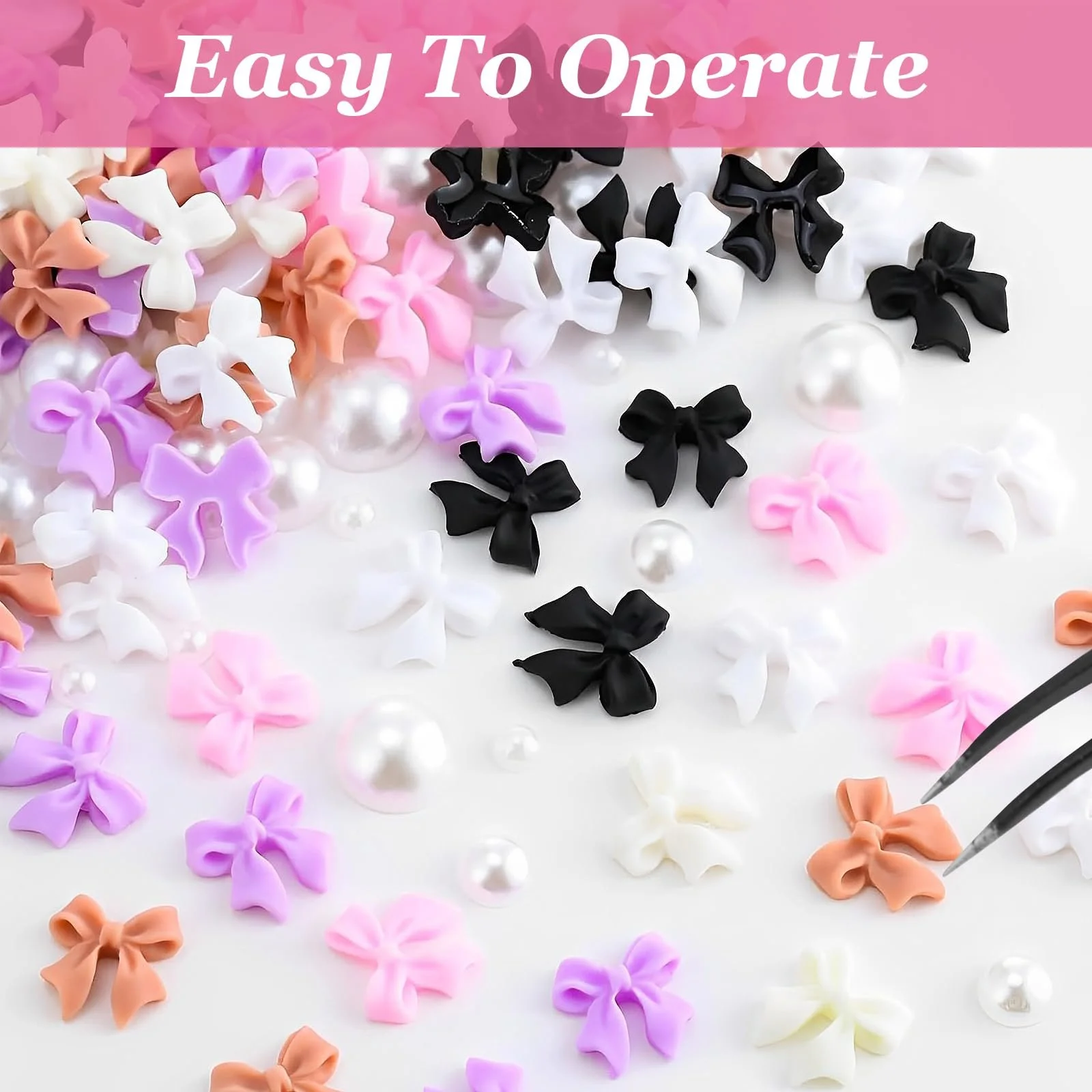 Набор Подвесок для ногтей (2 шт.), Шлифовальные подвески для ногтей с пинцетом, Красочный 3D бант, Подвеска для нейл-арта, DIY чехол для мобильного телефона, Украшения, Поделки, фото №4