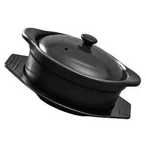 Каструля BESPORTBLE керамічна з кришкою для бібімбапа та супу з подвійною ручкою - Фото 1