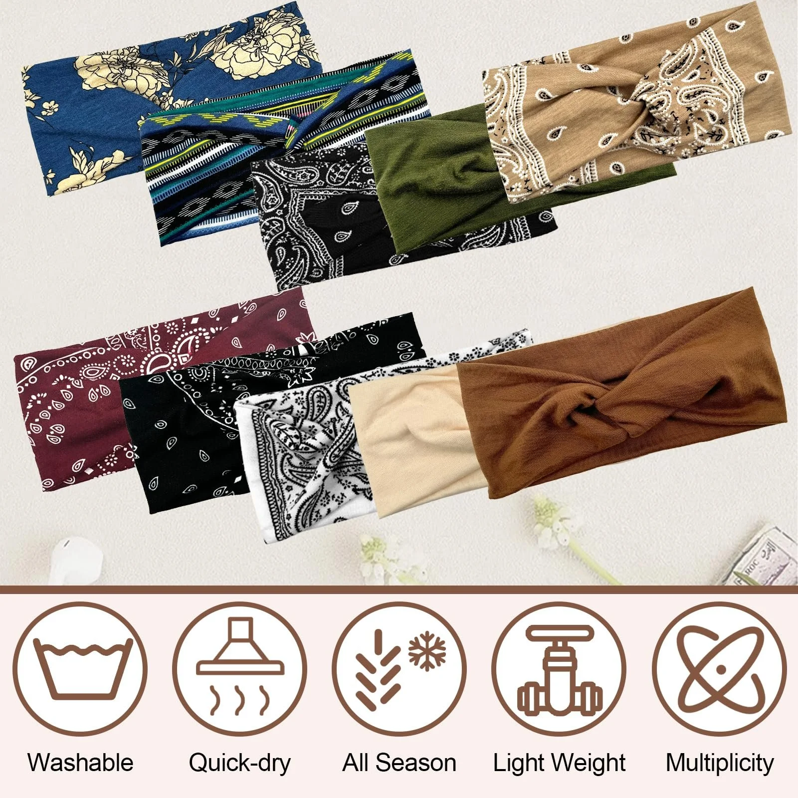 Пов'язка на голову Літо Богемія Еластична широка для волосся, фото №4 Пов'язка на голову Літо Богемія Еластична широка для волосся, фото №4