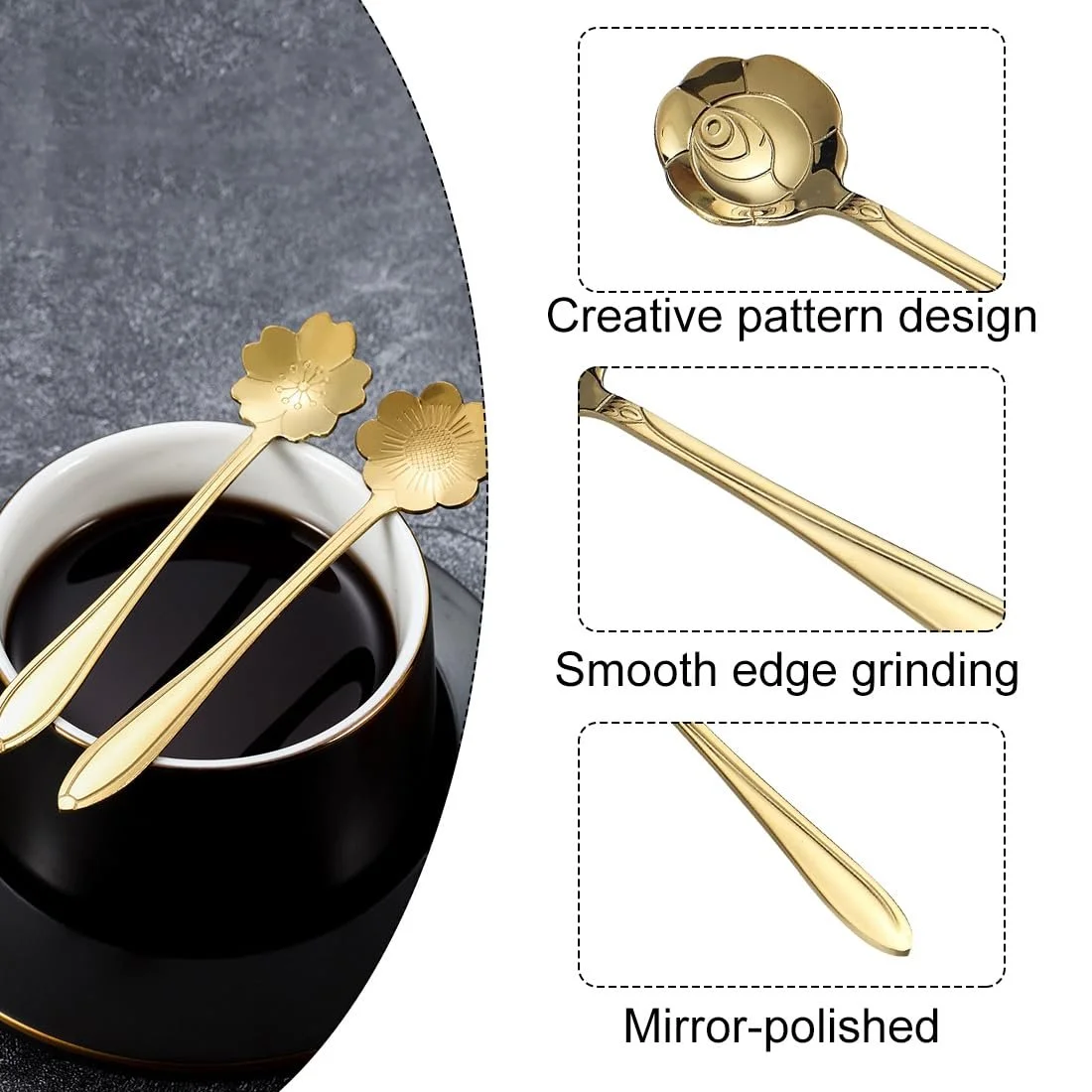 Ложка Типу Латте Маккіато Набір Gold and Silver 8 шт. Нержавіюча сталь, фото №4