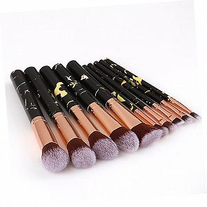 Набір кистей для макіяжу minkissy 10 шт. мармурові synthetic.ua - Фото 1