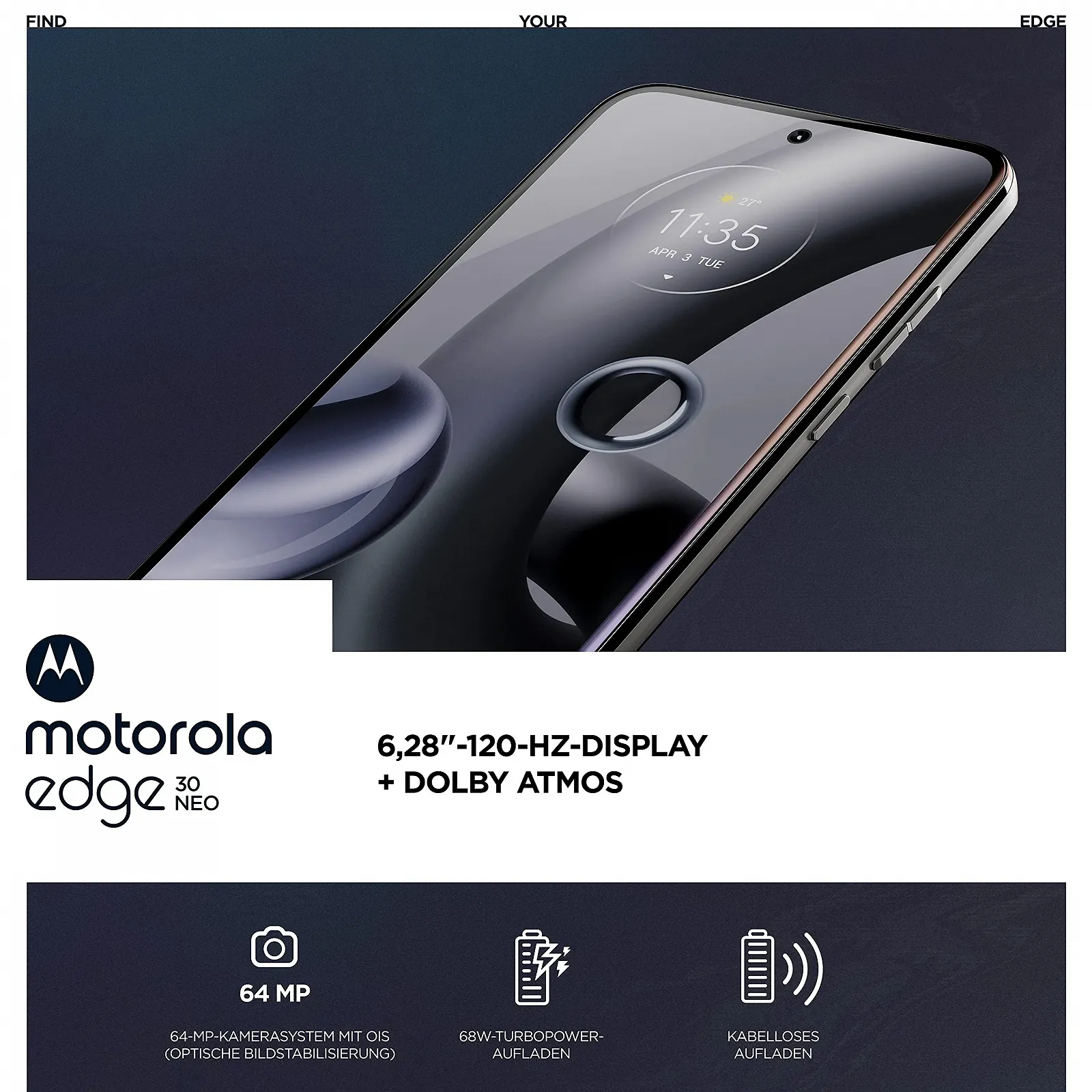 Смартфон Motorola edge30 neo 6.3" FHD+ 8/128GB 4020 mAh Black Onyx, фото №3