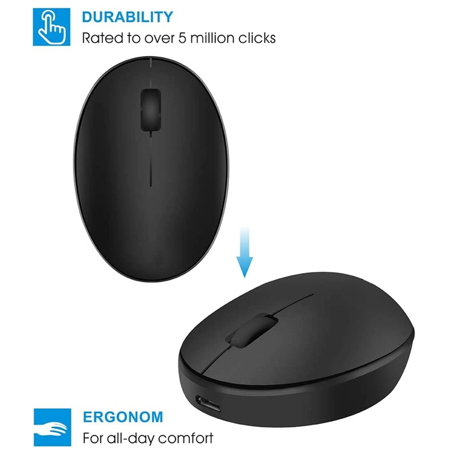 Миша Uiosmuph Mini Small Wireless Rechargeable 1000 DPI Чорний, фото №4