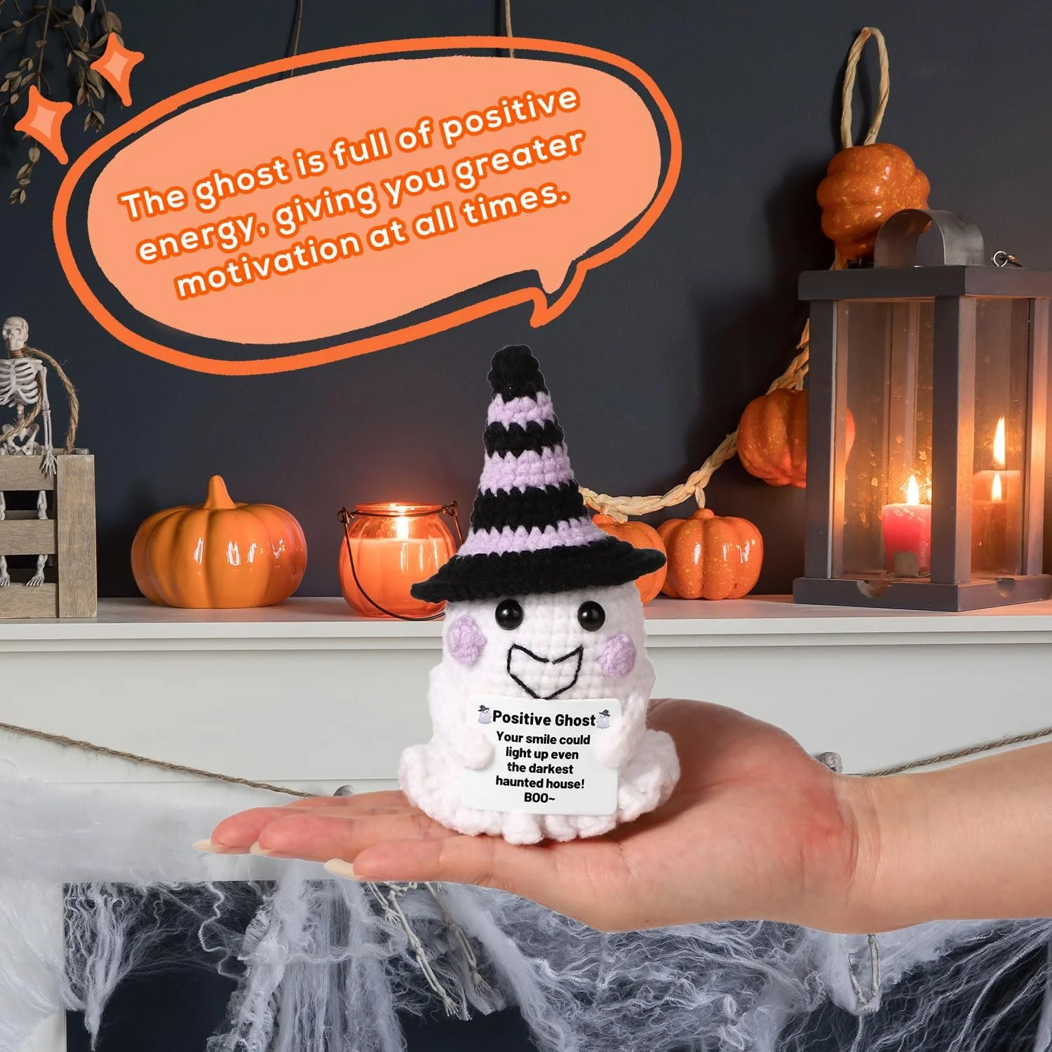 Игрушка TOYMIS Привид с ведьминой шляпой Вязанный призрак для декораций на Хэллоуин, фото №5 Игрушка TOYMIS Привид с ведьминой шляпой Вязанный призрак для декораций на Хэллоуин, фото №5