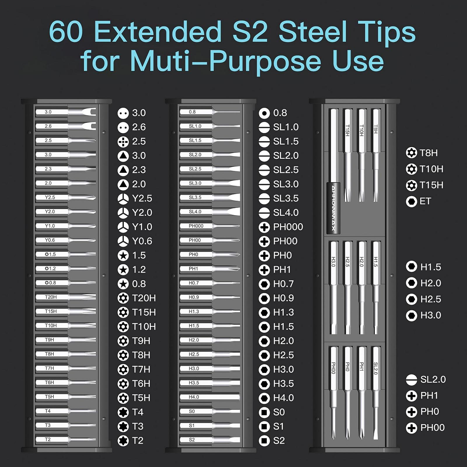 Викрутка ARROWMAX Mini Electric Screwdriver SES Nano Plus 60-в-1 Магнітні насадки 5 режимів обертового моменту, фото №6 Викрутка ARROWMAX Mini Electric Screwdriver SES Nano Plus 60-в-1 Магнітні насадки 5 режимів обертового моменту, фото №6