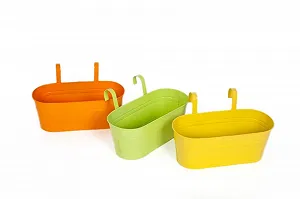 Набор подвесных цветочных горшков (3 шт.) Металл С дренажным отверстием Разноцветный synthetic.ua - Фото 1