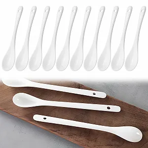 Набор ложек 10 шт, фарфоровые ложки для яиц, белые ложки для яиц, чайные ложки, сервировочные ложки, кофейные ложки, десертные ложки, ложки для мокко, ложки для соуса, 12 см - Фото 1