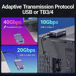 Внешний карман JEYI Fan 40Gbps M.2 NVMe SSD to USB4.0, Thunderbolt 4 Violet synthetic.ua - Фото 1