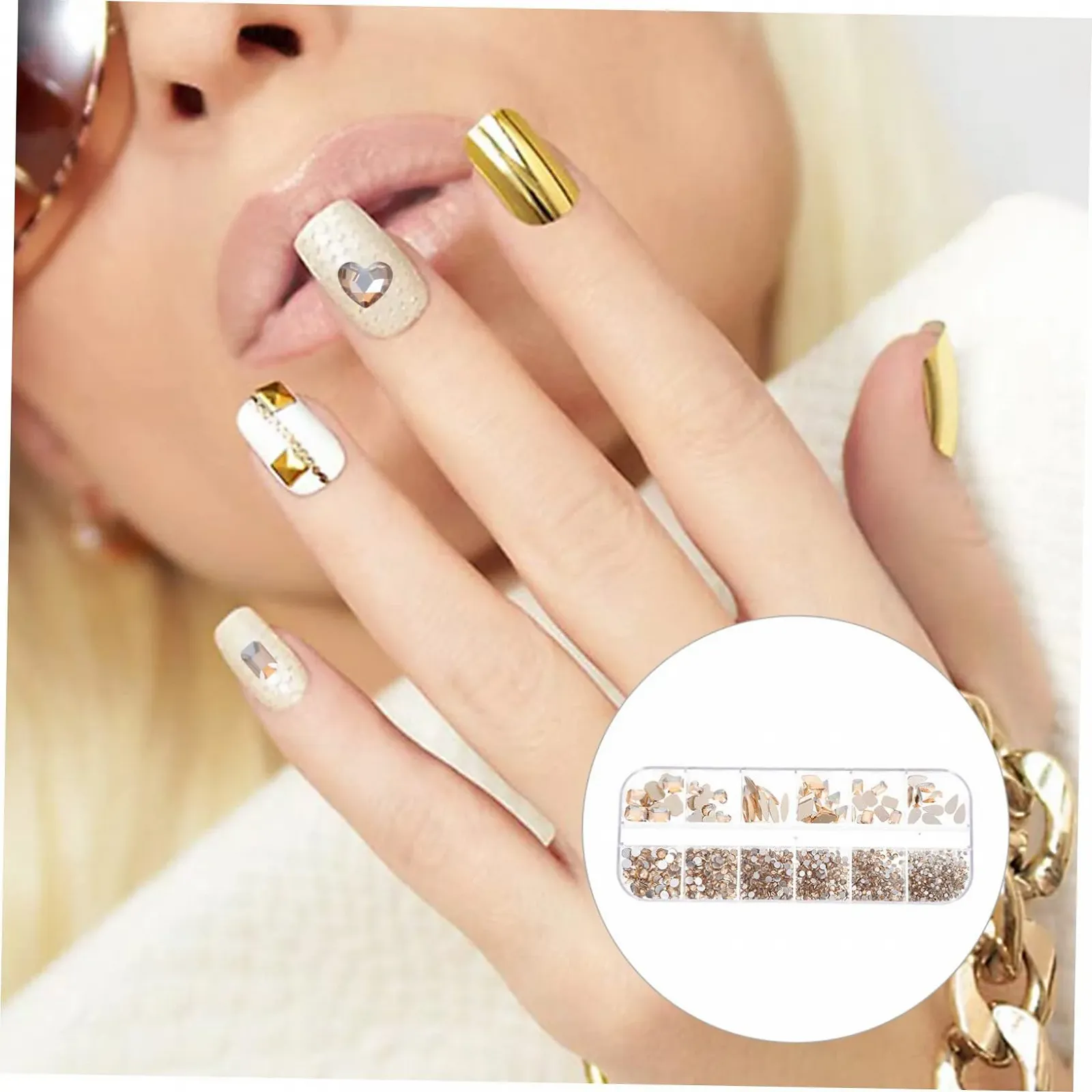 Стрази для нігтів Healeved, 1 коробка, плоскі, для манікюру, фото №7