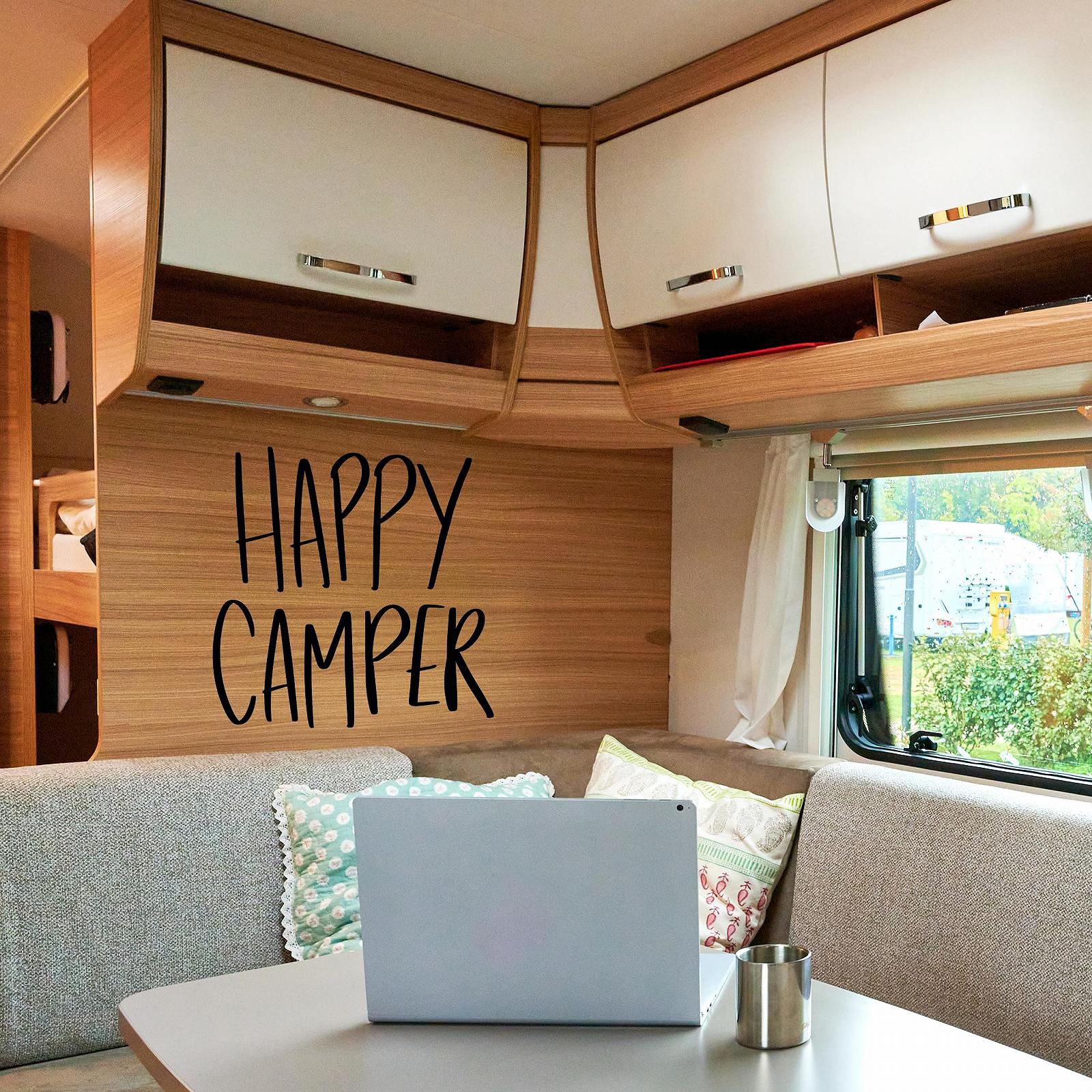 Наклейка на стіну GRAZDesign Sayings Happy Camper 31x30 см Білий, фото №1 Наклейка на стіну GRAZDesign Sayings Happy Camper 31x30 см Білий, фото №1