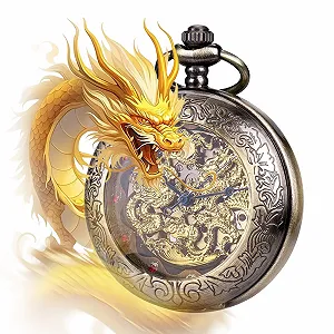 Карманные часы ManChDa Механический ручной завод, римские цифры, антикварные карманные часы с цепочкой + подарочная коробка - Фото 1