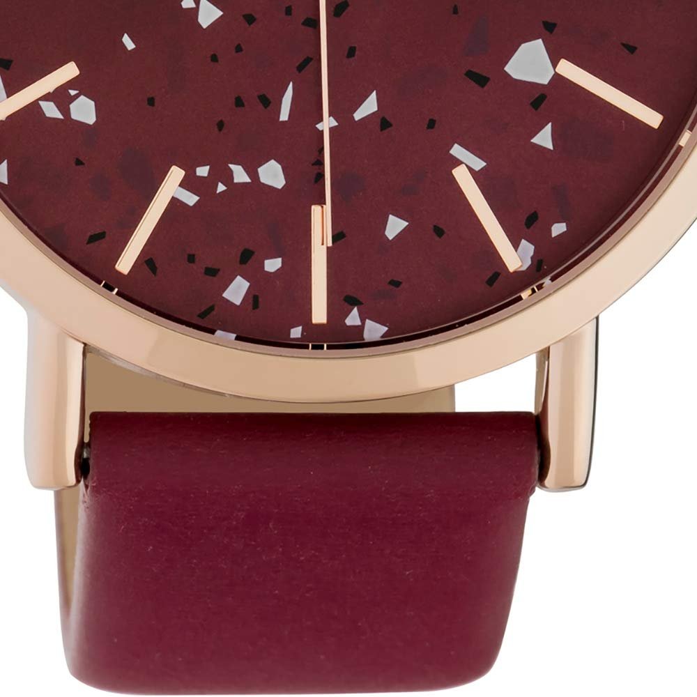 Женские часы Oozoo Terrazzo Design C10412, кожаный ремешок, 40 мм, винно-красный, розовое золото, винно-красный ремешок, фото №3 Женские часы Oozoo Terrazzo Design C10412, кожаный ремешок, 40 мм, винно-красный, розовое золото, винно-красный ремешок, фото №3
