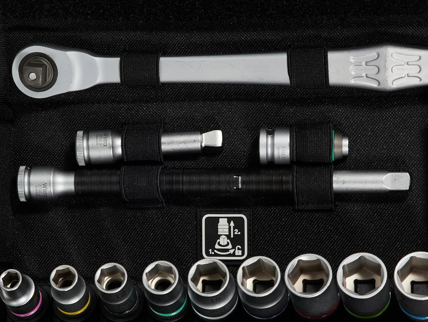 Набір тріскачок Wera 05004048001 8100 SB 8 Zyklop Metal з перемикачем привід 3/8" метричний 29 предметів у футлярі Чорний, фото №2 Набір тріскачок Wera 05004048001 8100 SB 8 Zyklop Metal з перемикачем привід 3/8" метричний 29 предметів у футлярі Чорний, фото №2