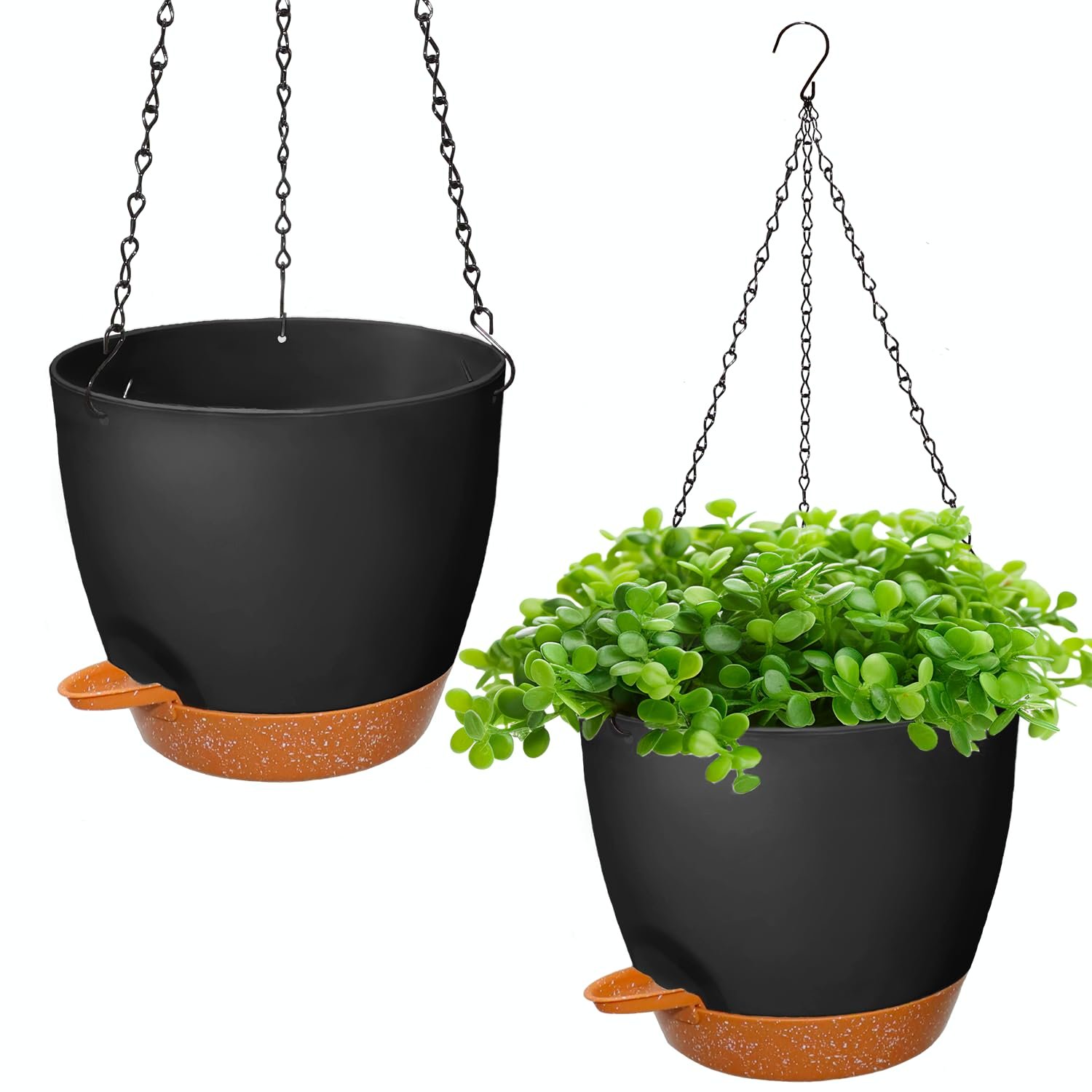 Підвісний горщик для квітів з автополивом Набір 2 шт. Пластик 20.5 см, фото №1