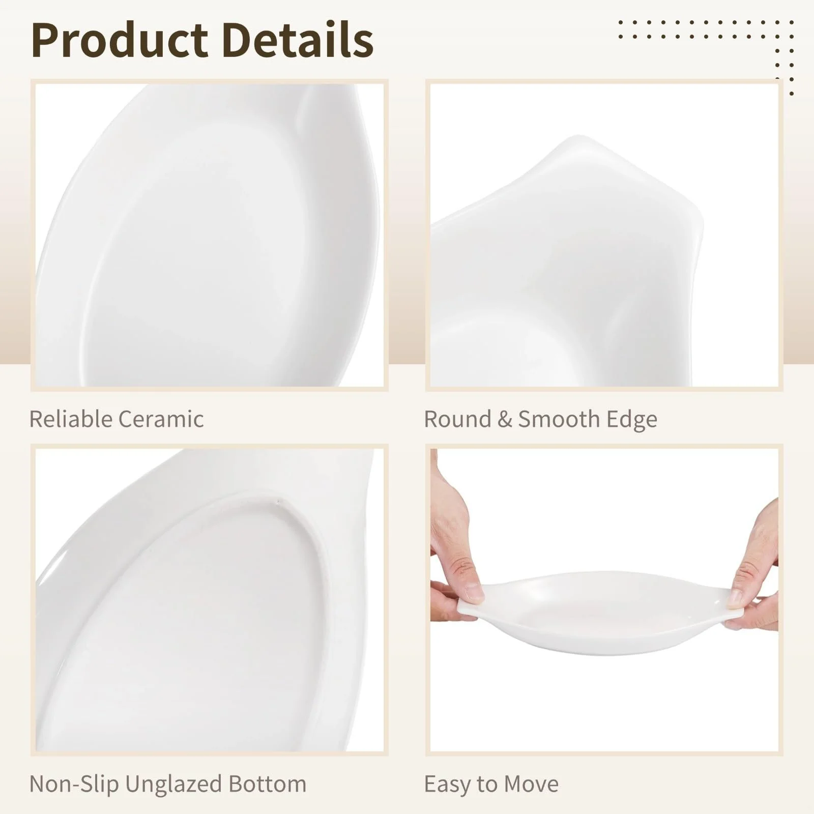 Овальні форми для запікання 8" x 4" набір 4 шт. керамічні з ручками Білі, фото №5