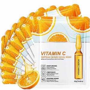 Тканевая маска Hyaluronic Acid and Vitamin C Увлажняющая для чувствительной кожи для сияющей кожи и эффекта сияния, уменьшает морщины - Фото 1