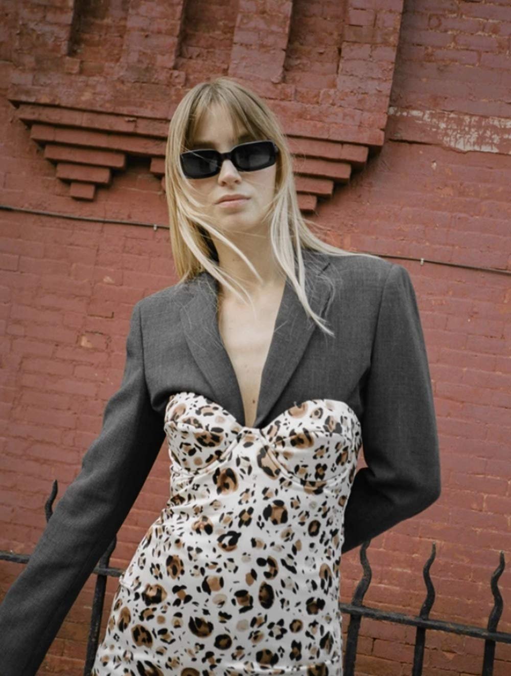 Солнцезащитные очки Прямоугольные ADEWU Slim для женщин и мужчин, 90-е, ретро, ​​защита от УФ-излучения, винтажная мода, фото №4