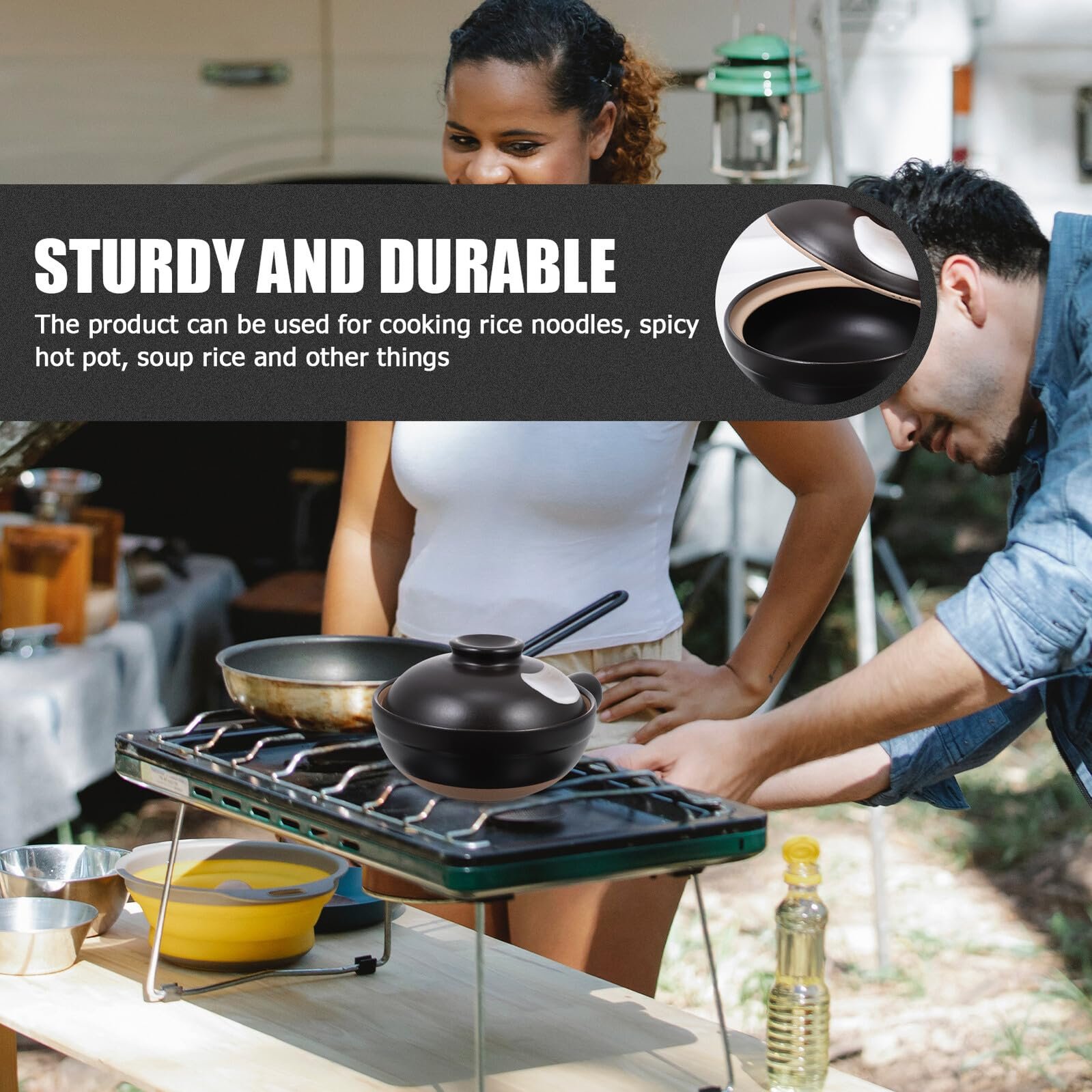 Кастрюля керамическая С ручкой и крышкой термостойкая, фото №4